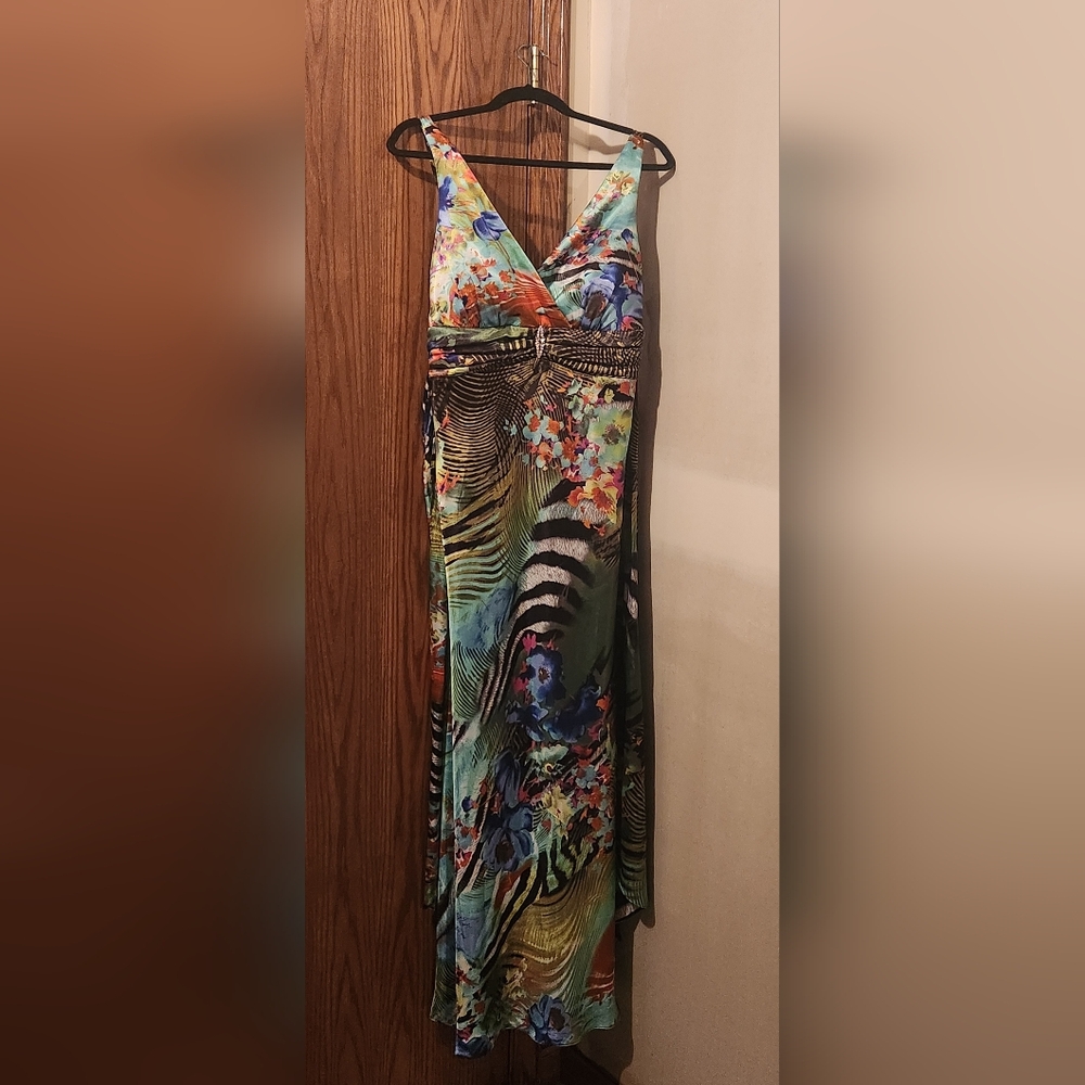 Onyx Nite Multicolor Floral and Zebra Print Dress